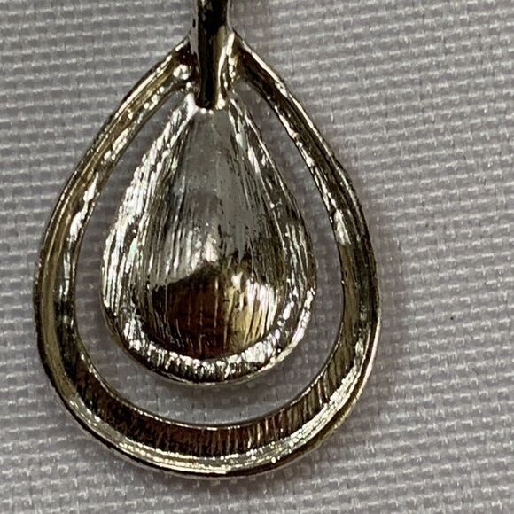 Avon silvertone teardrop necklace with rhinestones & gray topaz - Picture 4 of 6